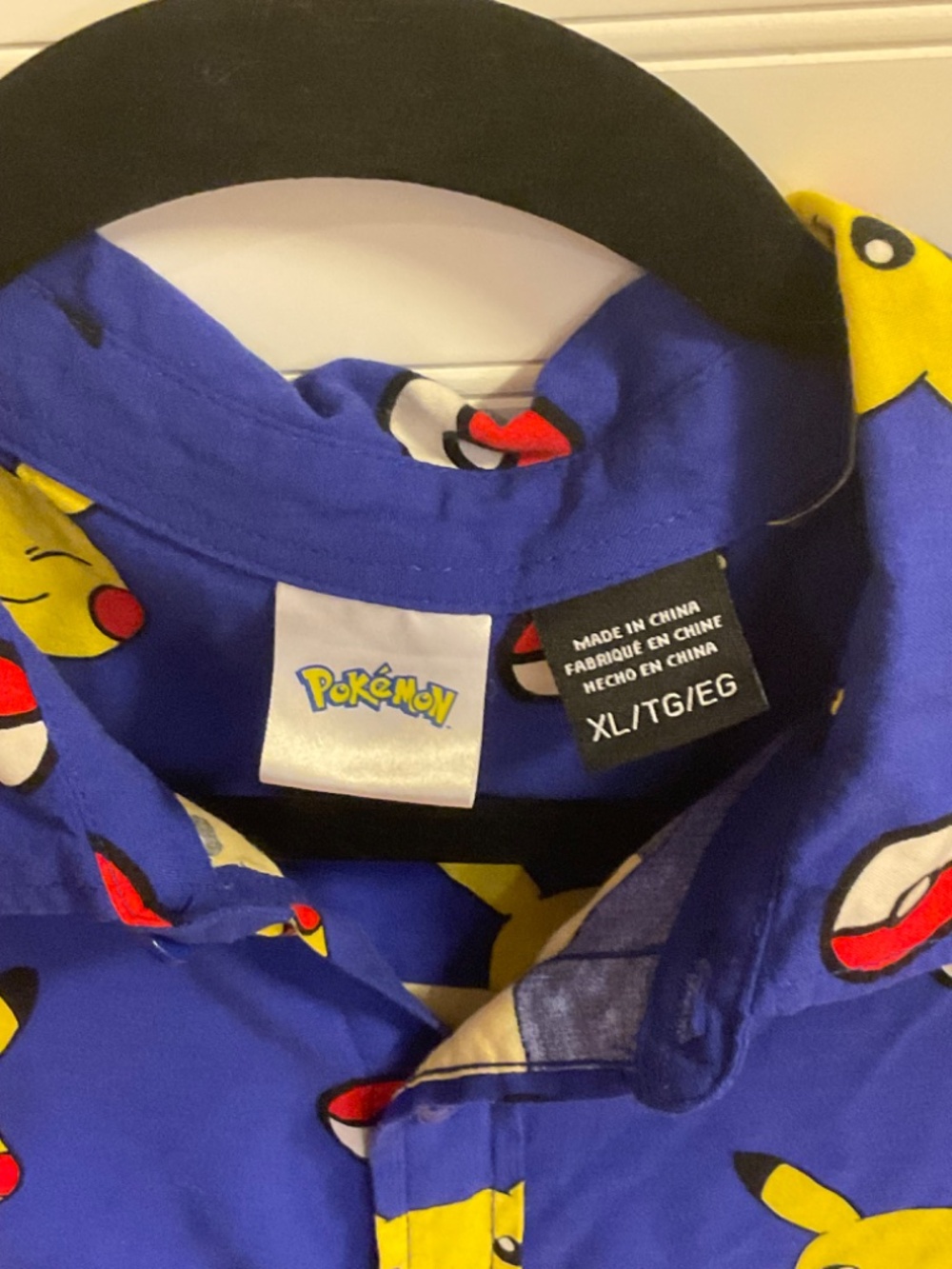 Pokemon Pikachu Blue Button Up Shirt Size: Youth XL. Pre Owned - Picture 3 of 3